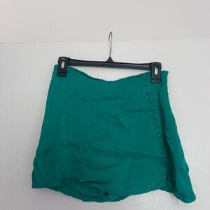 Zara Green Asymmetrical Wrap Mini Skirt